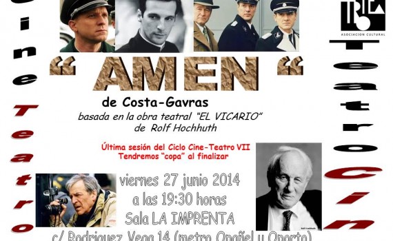Amén, de Costa-Gavras, basada en la obra teatral 'El vicario' de Rolf Hochhuth.