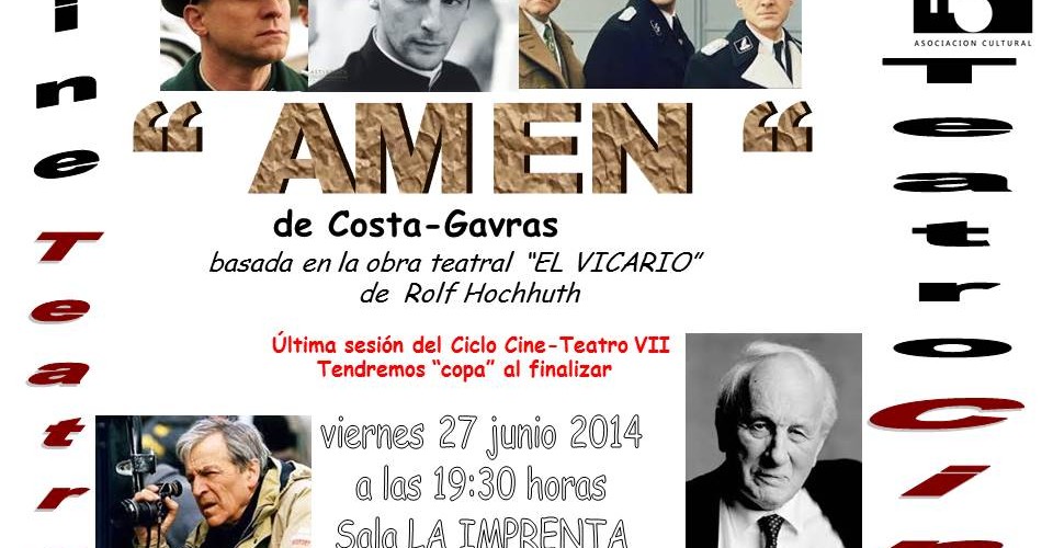 Amén, de Costa-Gavras, basada en la obra teatral 'El vicario' de Rolf Hochhuth.